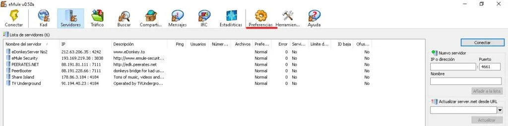 Cómo actualizar los servidores de eMule de forma Manual.