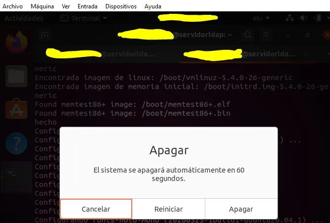 Programa para reiniciar la máquina con Ubuntu.