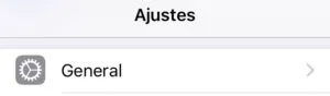 Opción “General” del menú de la app de Ajustes.