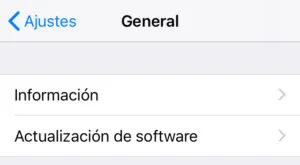 Opción “Actualización de software” del menú de la opción “General”.