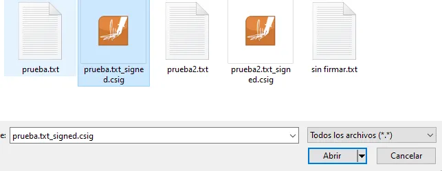 Ventana de VALIDe para seleccionar el archivo .csig al cual le queremos revisar la firma. 