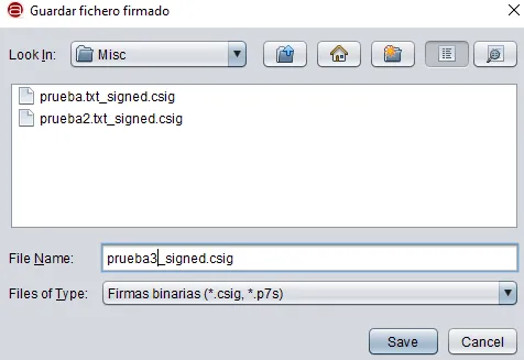 Ventana para seleccionar la carpeta en donde quieras guardar el fichero que acabas de firmar con Autofirma.