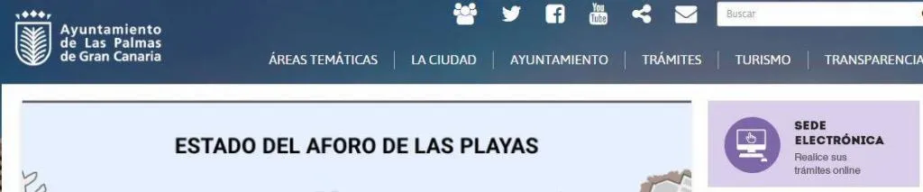 Sitio web del ayuntamiento de Las Palmas de Gran Canaria, mostrando el enlace a la sede electrónica de este ayuntamiento.