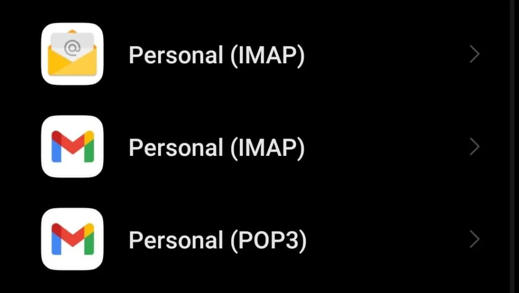 Añadir cuenta IMAP en Android