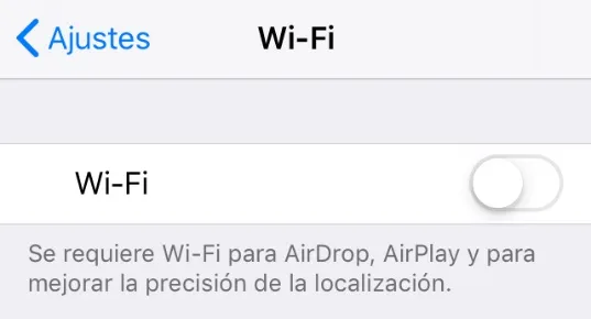 iPhone con el Wifi desactivado para que solo use los datos de su red móvil.