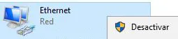 Menú que aparece al hacer clic derecho sobre el archivo con el nombre de la red a la que estás conectado, el cual muestra la opción “Desactivar”.