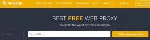 Página web con el proxy gratuito ofrecido por Hidester.