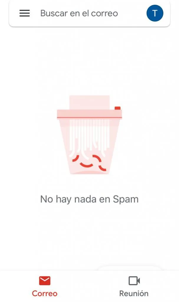 Bandeja de spam de Gmail.