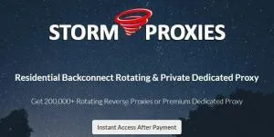 Página de inicio del sitio web de StormProxies.