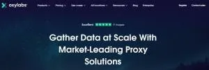 Página de aterrizaje del sitio web de Oxylabs.