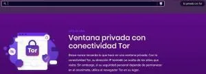 Ventana con Tor del navegador Brave. 
