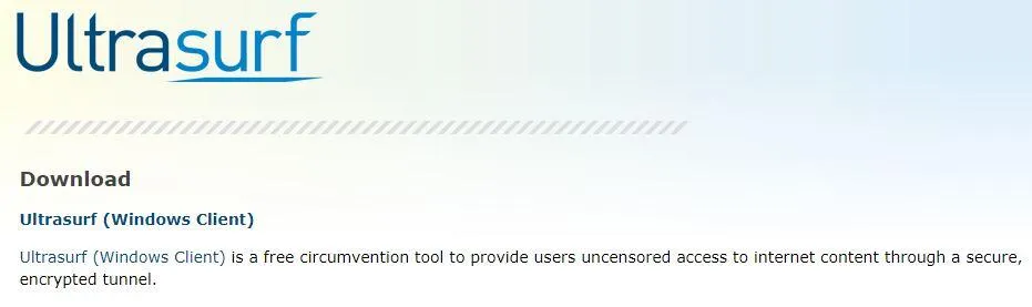 Página web para descargar el Ultrasurf.