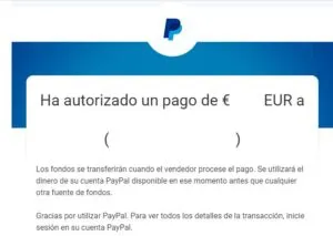 Email de PayPal en donde se muestra que un usuario ha enviado un pago por un producto o servicio usando PayPal.