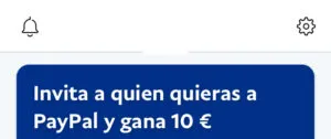 Icono del engranaje en la app de PayPal para móviles.