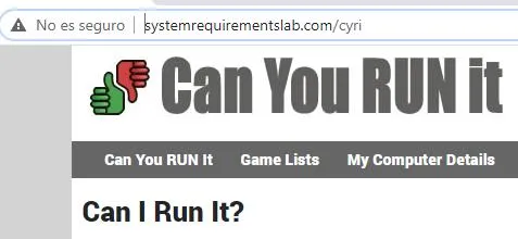 Página web sin el certificado SSL, el cual muestra una alerta que dice “No es seguro”.