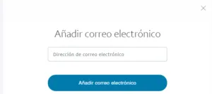 Formulario para introducir un correo electrónico secundario en tu cuenta de PayPal.