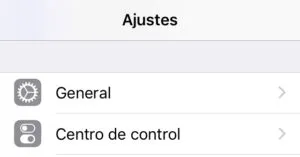 Opción “General” de la app de Ajustes de un iPhone.