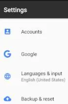 Opción “Backup & reset” de la app de Ajustes de un móvil con Android.