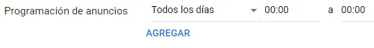 Casilla “Todos los días” de la opción “Programación de anuncios”. 
