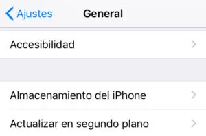 Opción “Accesibilidad” del apartado “General” de la app de Ajustes.