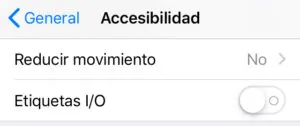 Apartado “Reducir movimiento” de la opción “Accesibilidad”. 