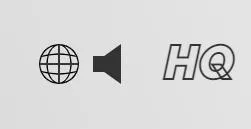 Icono del volumen y las letras “HQ” de Scale of the Universe. Se observa que las letras están transparentes, por lo que las imágenes de la página están configuradas para que aparezcan de baja calidad.