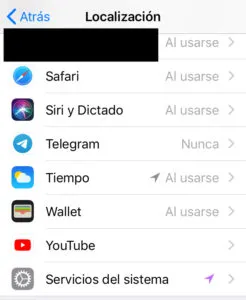 Opción “Servicios del sistema” dentro del apartado “Localización”.