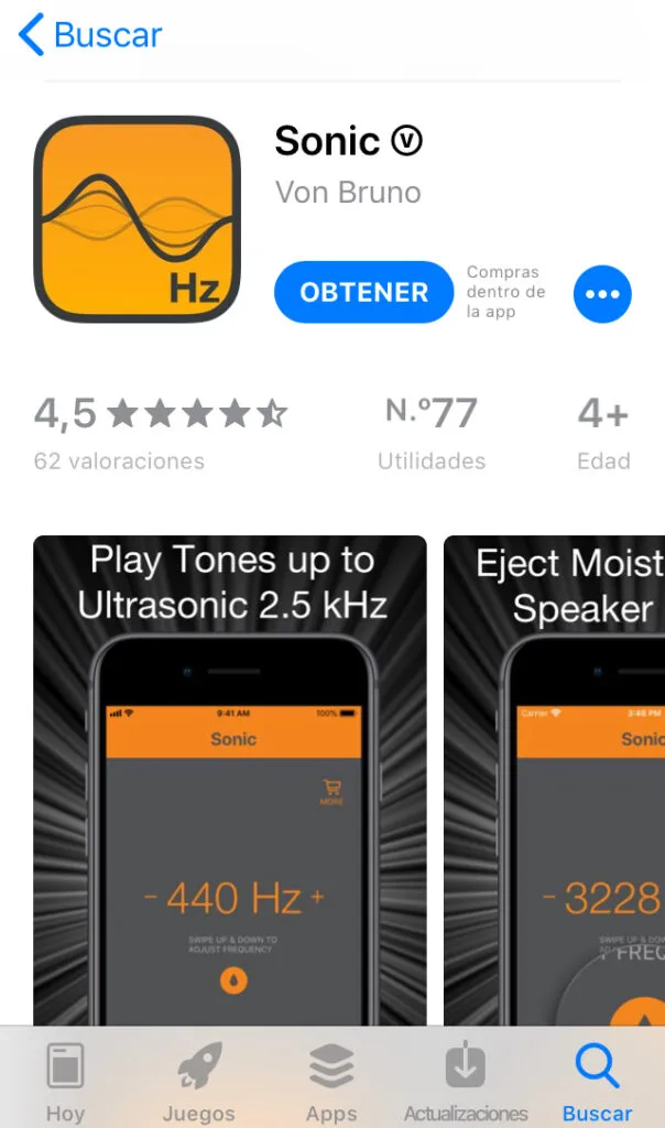 App de Sonic en la App Store.