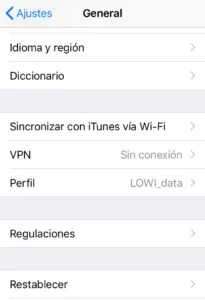 Opción “Restablecer” del apartado “General”.