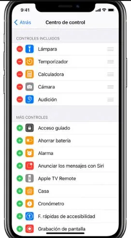 Mover la función audición al centro de control