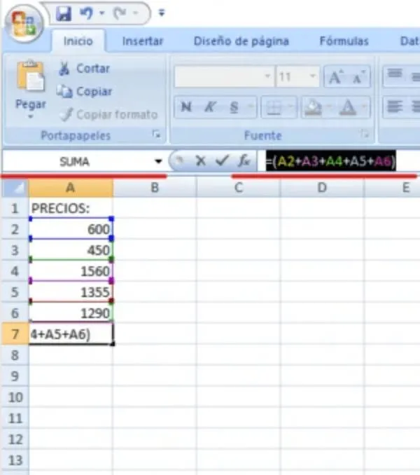Formula Multiplicar Excell 01suma Excell 2