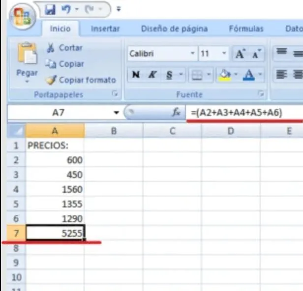 formula sumar excell