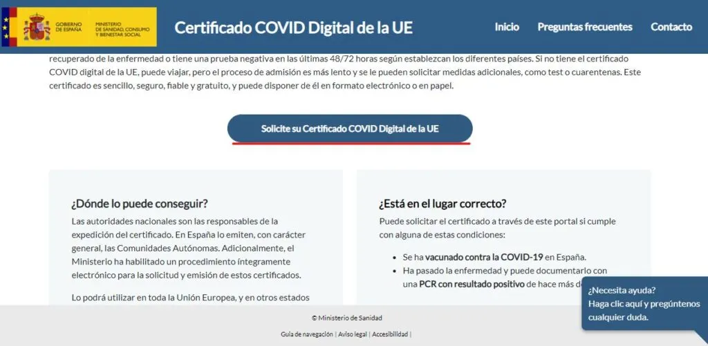 solicitud de certificado covid