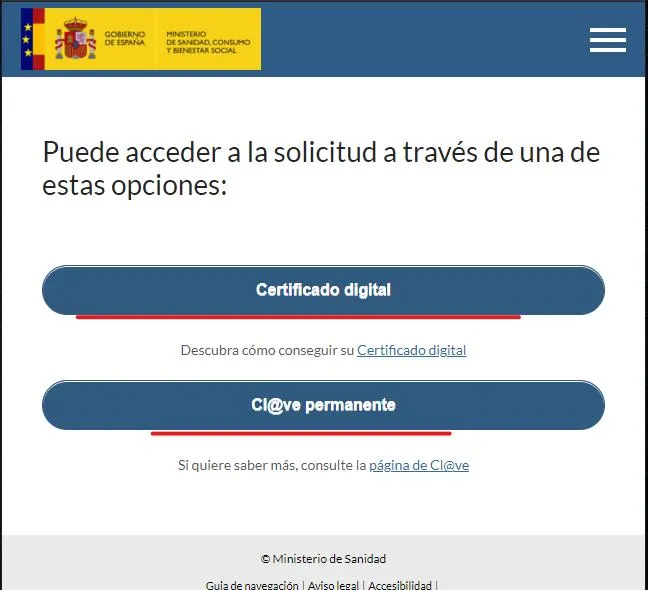 solicitar certificado covid con certificado digital o clave permanente
