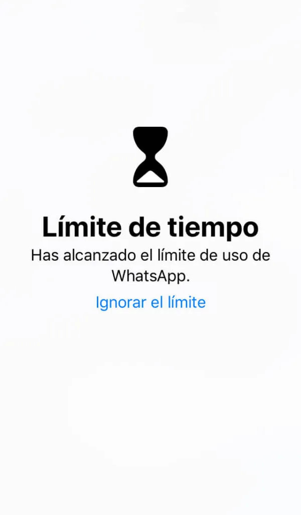 App de WhatsApp mostrando un aviso diciendo “Has alcanzado el límite de uso de WhatsApp”.