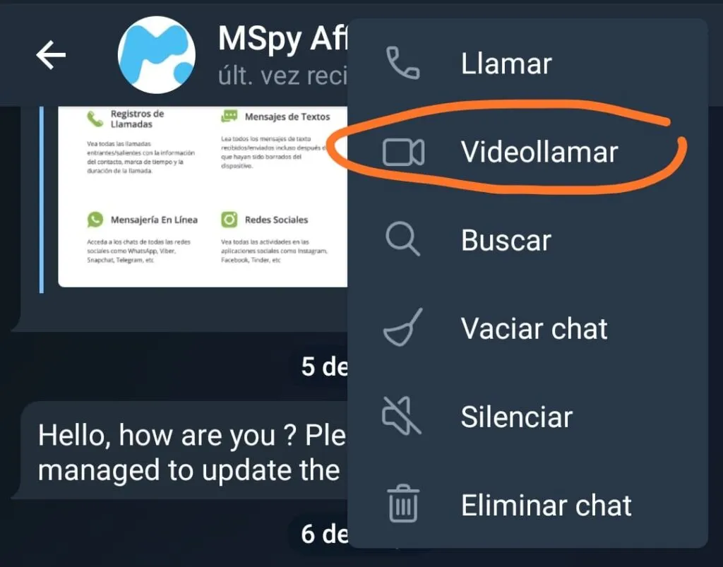 videollamada contacto bloqueado telegram