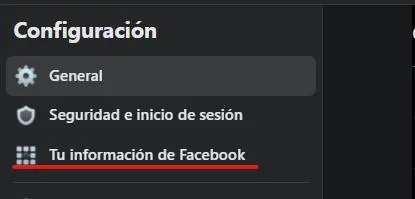 Tu información de Facebook