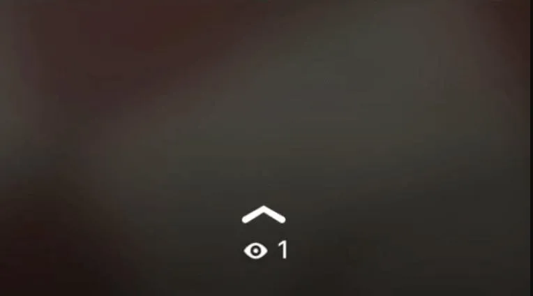 Foto de un estado de WhatsApp en tamaño grande mostrando el icono de un ojo debajo del icono de una flecha apuntando hacia arriba.