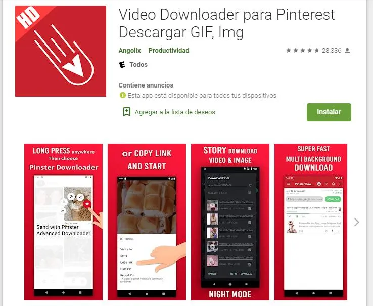 descargar video en pinterest extension