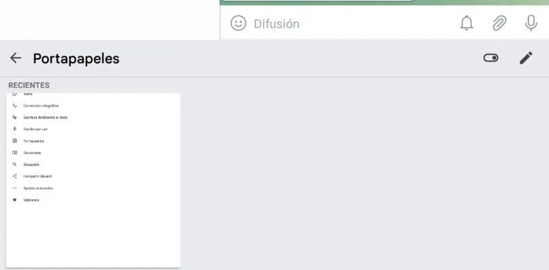 Chat de Telegram mostrando la lista de capturas de pantallas almacenadas en la funcionalidad de “Portapapeles” de Gboard.