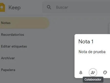 Icono de la persona de una nota de Google Keep.