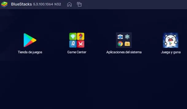 Emulador de Android de Bluestacks, el cual muestra una app llamada “Tienda de juegos”, la cual tiene el icono de la Google Play Store.