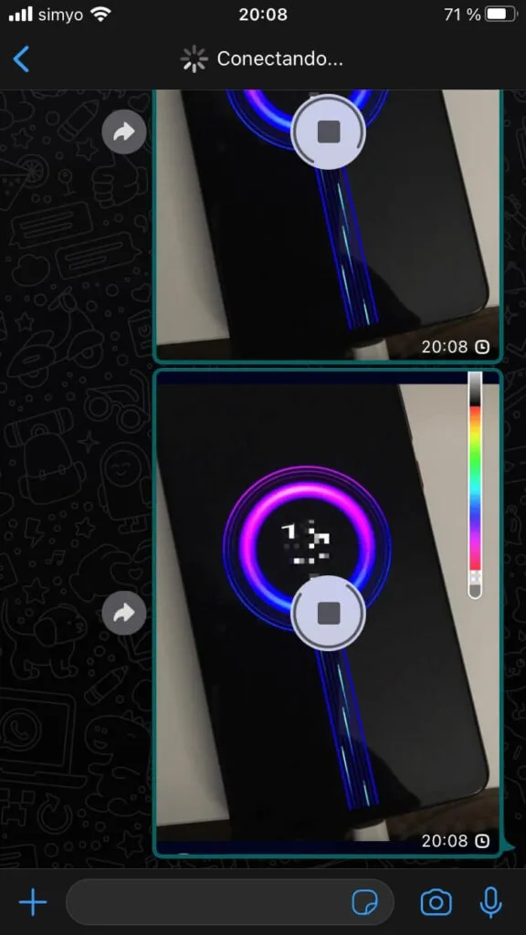 Imagen pixelada enviada en un chat de WhatsApp.