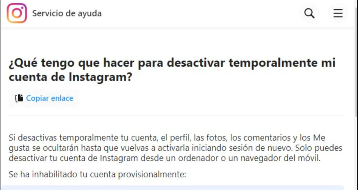 como desactivar temporalmente tu cuenta de instagram
