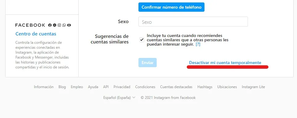 desactivar temporalmente mi cuenta de instagram