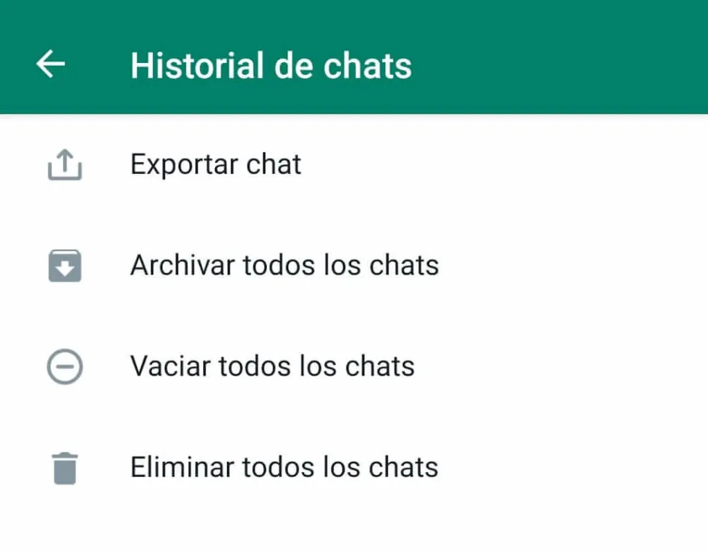 eliminar todos los datos de whatsapp