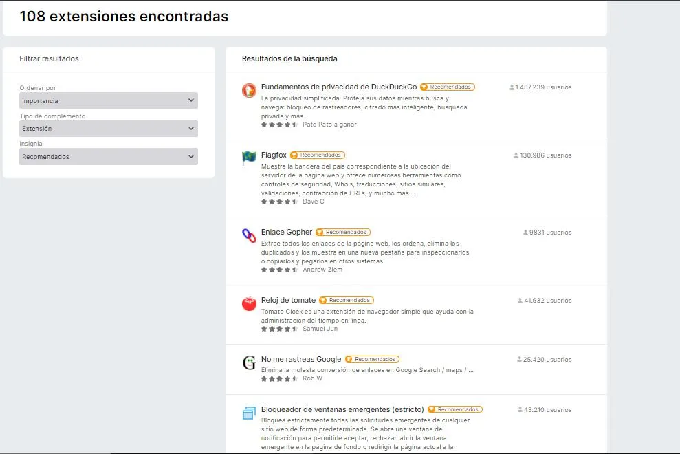 Agrega extensiones o plugins a tu navegador web.