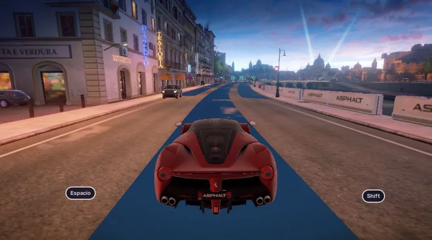 Juego “Asphalt 9 Legends” corriendo en el emulador de Android de Bluestacks.