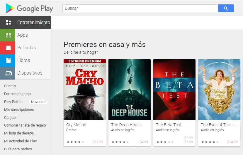 Sitio web de la Google Play Store.