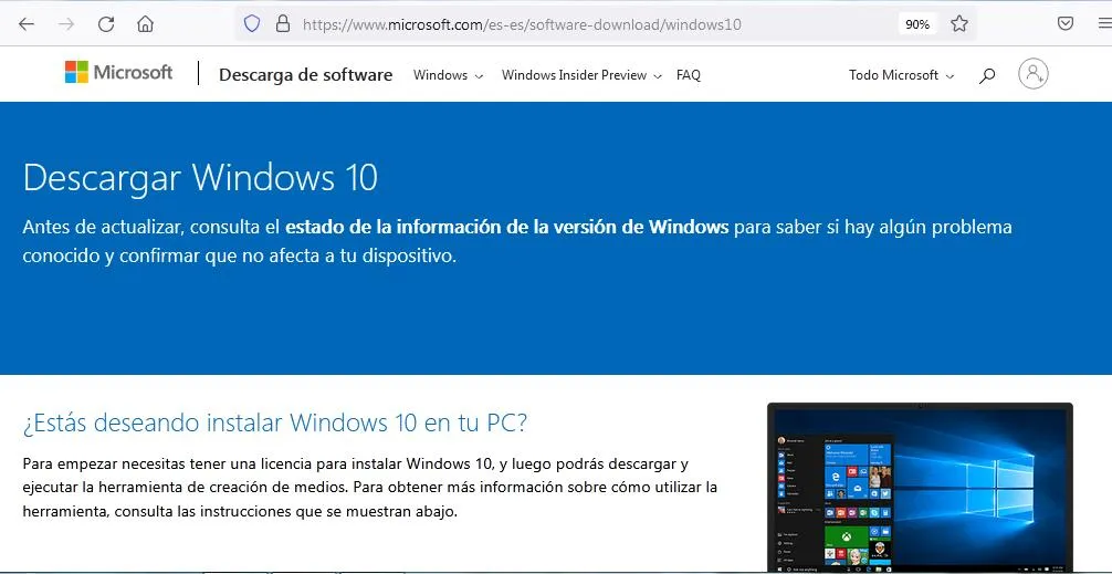 Descarga de la imagen IOS de Windows